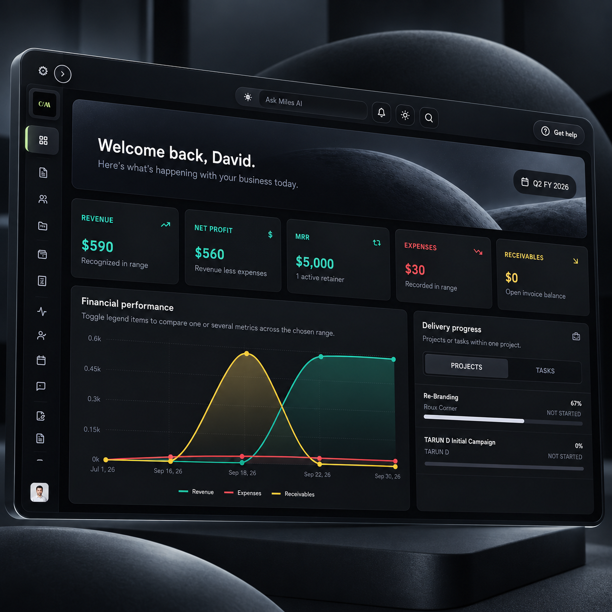 IrisOS main dashboard overview